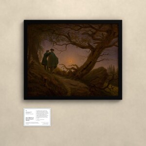 Zwei Männer in Betrachtung des Mondes - Caspar David Friedrich | Kunstdruck gerahmt 40x50 cm ohne Passepartout, Gold/Schwarz image 4