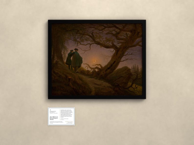 Zwei Männer in Betrachtung des Mondes - Caspar David Friedrich | Kunstdruck gerahmt 40x50 cm ohne Passepartout, Gold/Schwarz image 4