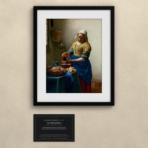 Das Milchmädchen - Johannes Vermeer | Gerahmter Kunstdruck 25x30 cm mit Passepartout, Gold oder Schwarz, Premium-Glas image 3