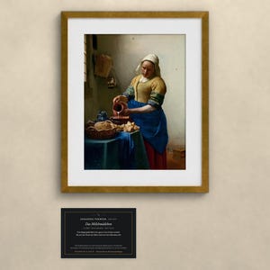 Das Milchmädchen - Johannes Vermeer | Gerahmter Kunstdruck 25x30 cm mit Passepartout, Gold oder Schwarz, Premium-Glas image 1