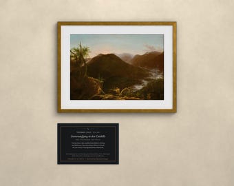 Sonnenaufgang in den Catskills - Thomas Cole | Gerahmter Kunstdruck 20x25 cm mit Passepartout, Gold oder Schwarz, Perspex oder Premium-Glas