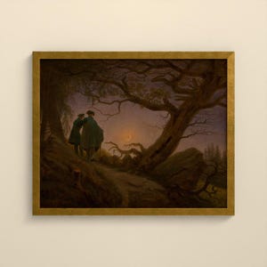 Zwei Männer in Betrachtung des Mondes - Caspar David Friedrich | Kunstdruck gerahmt 40x50 cm ohne Passepartout, Gold/Schwarz image 5