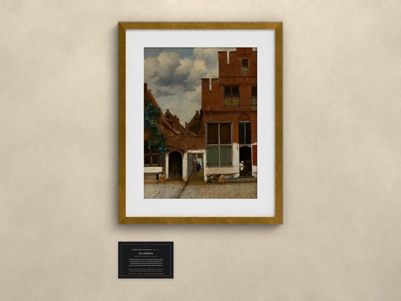 Das Sträßchen - Johannes Vermeer | Gerahmter Kunstdruck 40x50 cm mit Passepartout, Gold oder Schwarz, Perspex oder Premium-Glas image 1