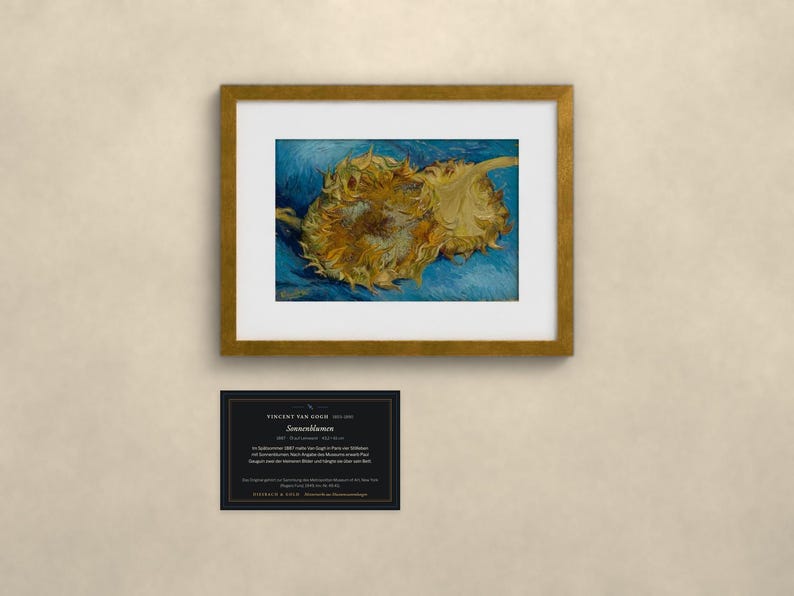 Sonnenblumen 1887 - Vincent van Gogh | Gerahmter Kunstdruck 20x25 cm mit Passepartout, Gold oder Schwarz, Perspex oder Premium-Glas image 1