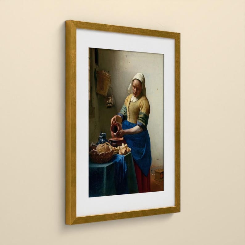 Das Milchmädchen - Johannes Vermeer | Gerahmter Kunstdruck 40x50 cm mit Passepartout, Gold oder Schwarz, Perspex oder Premium-Glas image 6