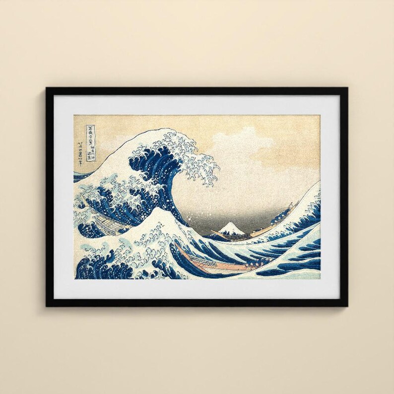 Die große Welle vor Kanagawa - Hokusai | Gerahmter Kunstdruck 30x40 cm mit Passepartout, Gold oder Schwarz, Perspex oder Premium-Glas Bild 8