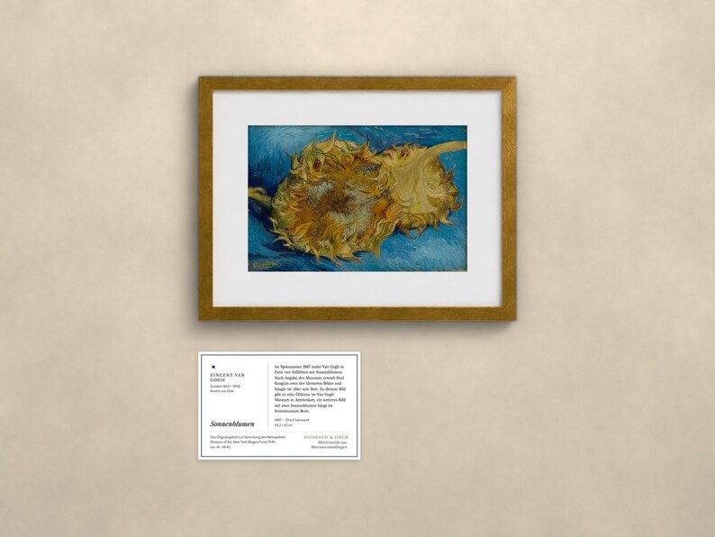 Sonnenblumen 1887 - Vincent van Gogh | Gerahmter Kunstdruck 20x25 cm mit Passepartout, Gold oder Schwarz, Perspex oder Premium-Glas image 2