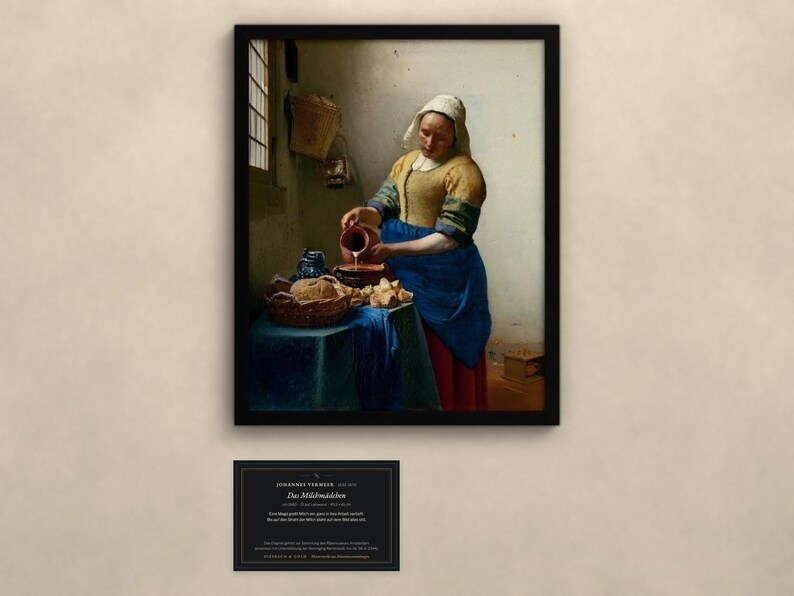 Das Milchmädchen - Johannes Vermeer | Gerahmter Kunstdruck 25x30 cm ohne Passepartout, Gold oder Schwarz, Premium-Glas image 3