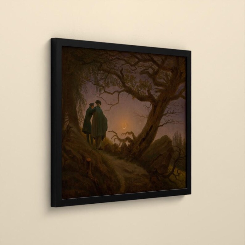 Zwei Männer in Betrachtung des Mondes - Caspar David Friedrich | Kunstdruck gerahmt 40x50 cm ohne Passepartout, Gold/Schwarz image 9