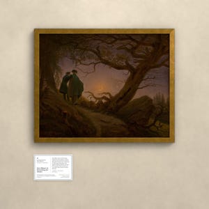 Zwei Männer in Betrachtung des Mondes - Caspar David Friedrich | Kunstdruck gerahmt 40x50 cm ohne Passepartout, Gold/Schwarz image 2