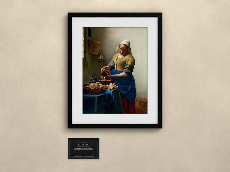 Das Milchmädchen - Johannes Vermeer | Gerahmter Kunstdruck 40x50 cm mit Passepartout, Gold oder Schwarz, Perspex oder Premium-Glas image 3