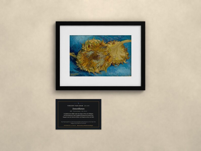 Sonnenblumen 1887 - Vincent van Gogh | Gerahmter Kunstdruck 20x25 cm mit Passepartout, Gold oder Schwarz, Perspex oder Premium-Glas image 3