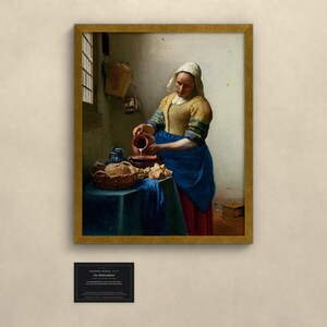 Das Milchmädchen - Johannes Vermeer | Gerahmter Kunstdruck 40x50 cm ohne Passepartout, Gold oder Schwarz, Perspex oder Premium-Glas image 1