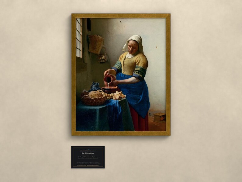 Das Milchmädchen - Johannes Vermeer | Gerahmter Kunstdruck 40x50 cm ohne Passepartout, Gold oder Schwarz, Perspex oder Premium-Glas image 1