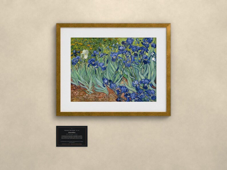 Schwertlilien - Vincent van Gogh | Gerahmter Kunstdruck 40x50 cm mit Passepartout, Gold oder Schwarz, Perspex oder Premium-Glas image 1