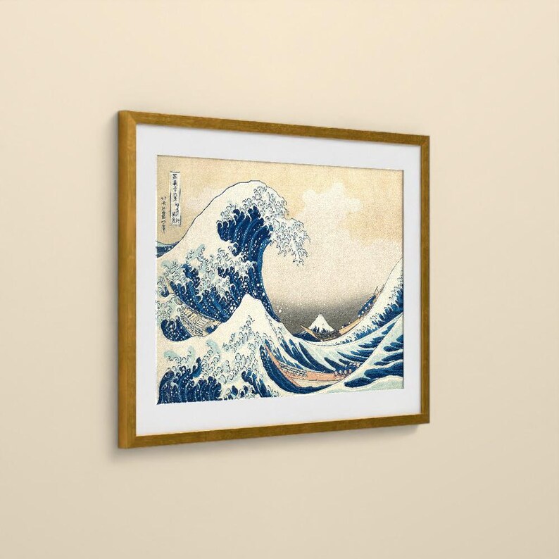 Die große Welle vor Kanagawa - Hokusai | Gerahmter Kunstdruck 30x40 cm mit Passepartout, Gold oder Schwarz, Perspex oder Premium-Glas Bild 6