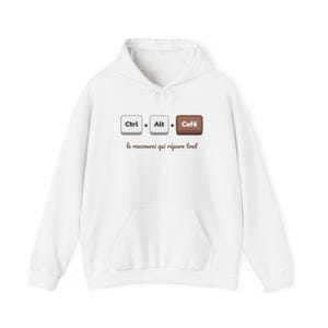 Felpa con cappuccio Ctrl Alt Cafe, felpa con cappuccio con umorismo da tastiera, regalo per programmatori geek.