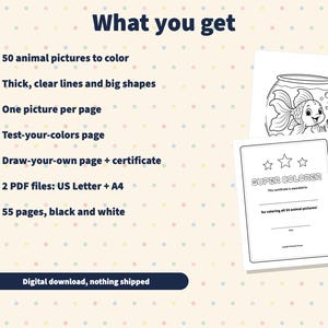 50 Animal Coloring Pages for Kids Ages 4-8, Farm Jungle Ocean Dinosaur Scenes (PDF) image 3