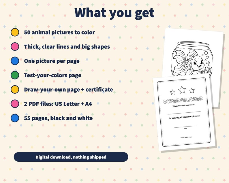 50 Animal Coloring Pages for Kids Ages 4-8, Farm Jungle Ocean Dinosaur Scenes (PDF) image 3