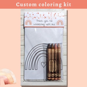 Boho rainbow coloring kits | Kids party/school favors | Customizable