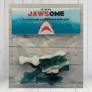 Shark themed treat bags and toppers  | Kids party Favor Bags | Personalized | Shark week theme | Cellophane Bags | Set of 6