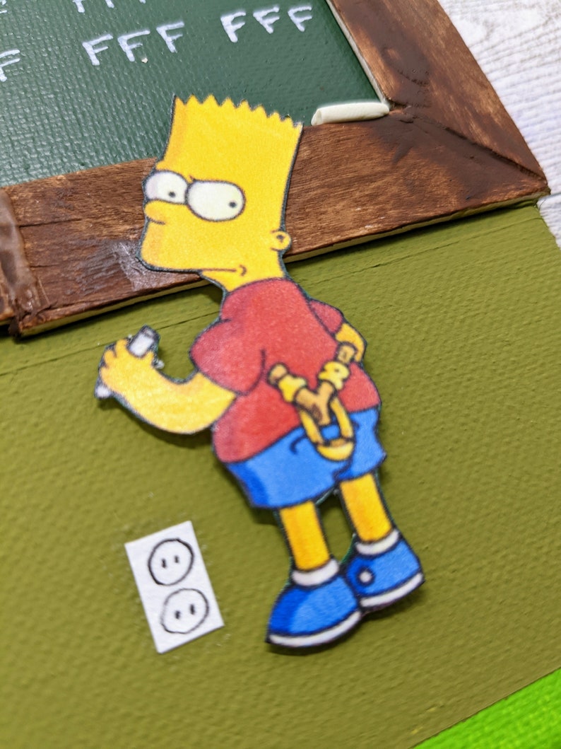 CUSTOM Bart Simpson Chalkboard Art Acrylic & Mixed Media on Etsy