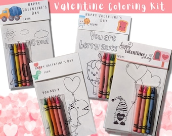 Construction, Hearts, Food, Dino Valentine's crayon kit | Personalized | Class favors