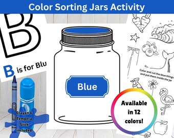 Actividad de clasificación de colores: Juego de emparejar frascos (archivo digital)