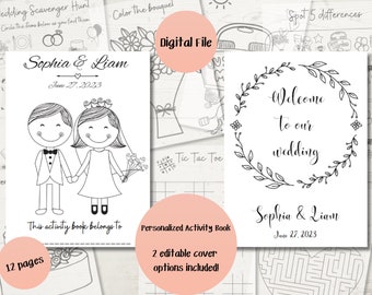 Aktivitätenbuch für die Hochzeit von Kindern, digitaler Download | Personalisieren & Drucken Sie Hochzeitsbuch für Kinder | DIY Hochzeitsseiten für Kinder