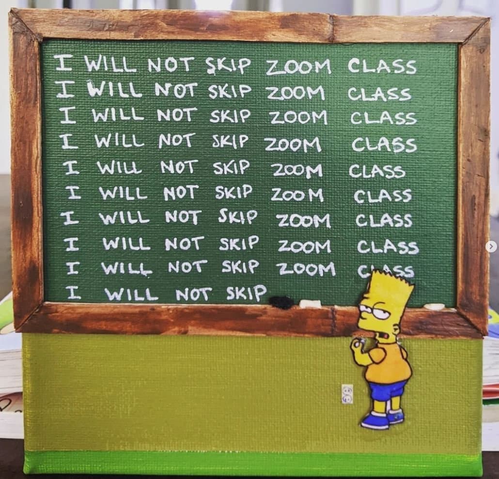 Bart Simpson - Quadro Stampa Su Tela Con Telaio In Legno 130x130 cm