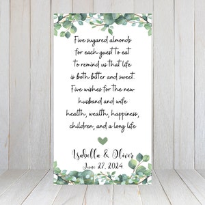 Wedding almonds favor tags | Customizable wedding favor tags | Italian tradition almonds