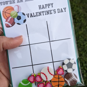 Sports Valentine&#39;s tic tac toe | Non-candy class gift | Valentine&#39;s party/school favors | Customizable