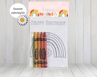 Groovy coloring kits | Retro theme favors, kids party/school favors | Customizable