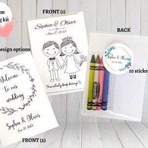 Personalized wedding coloring kits | Kids party favors, wedding favors with crayons | Customizable