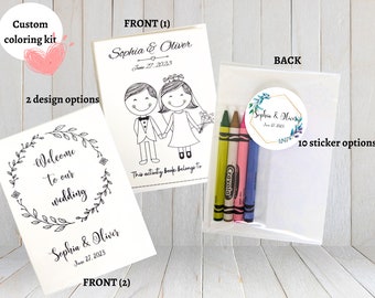 Personalized wedding coloring kits | Kids party favors, wedding favors with crayons | Customizable