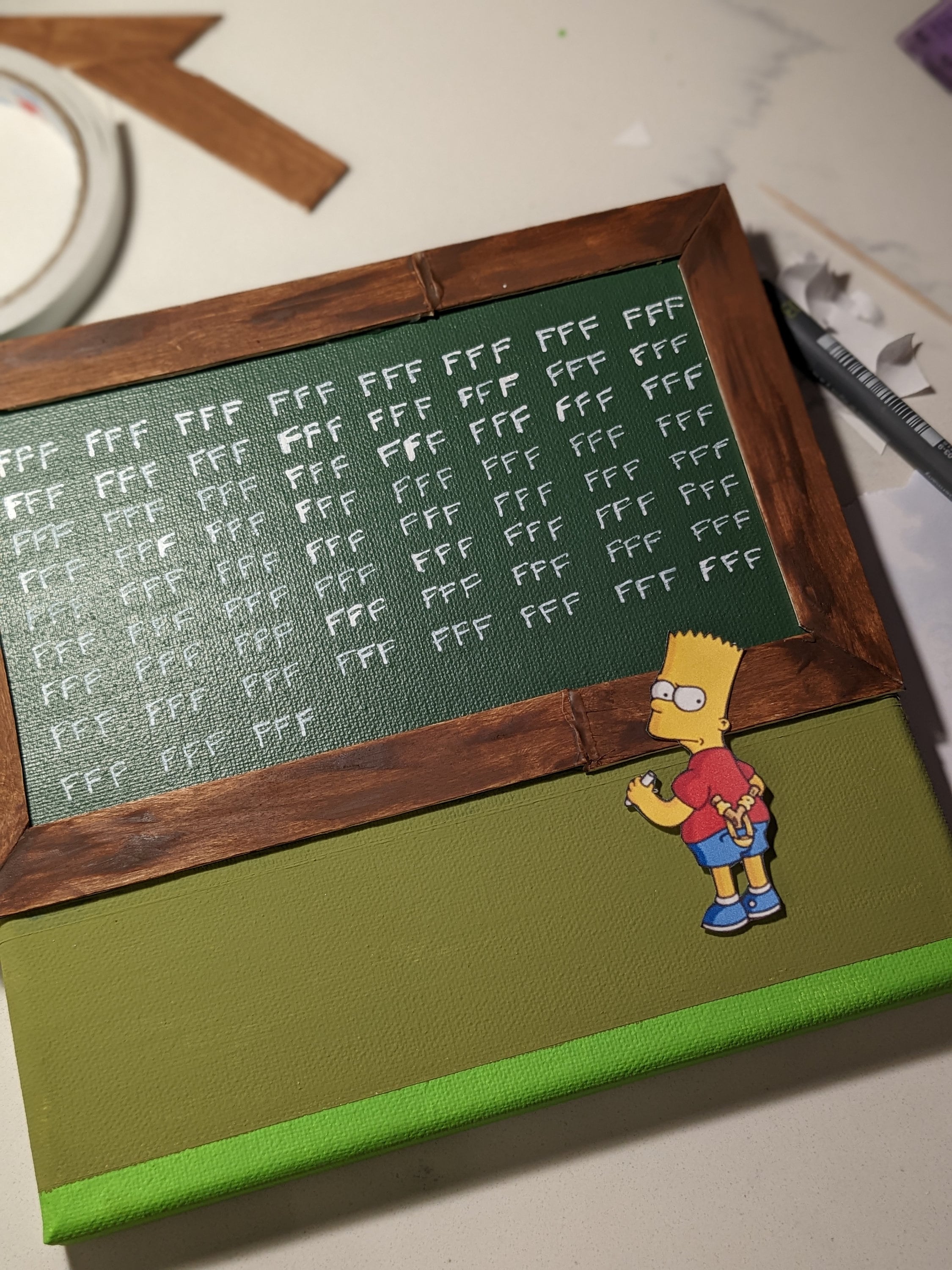 Bart Simpson - Quadro Stampa Su Tela Con Telaio In Legno 130x130 cm