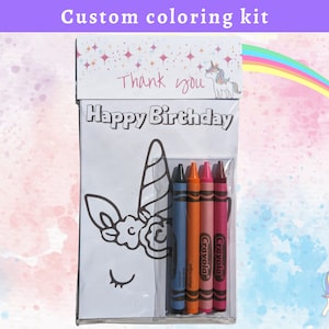 Unicorn coloring kits | Kids party/school favors | Customizable