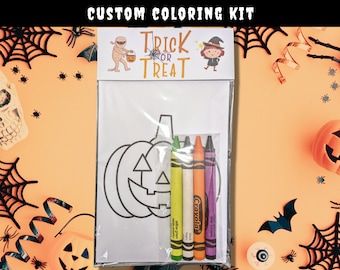 Halloween coloring kits | Non-candy treats | Kids party/school favors | Customizable