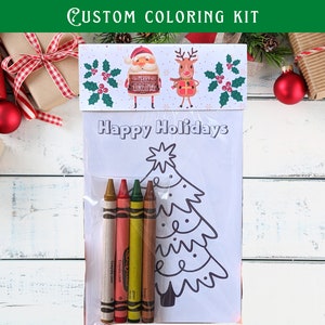 Christmas/Holiday coloring kit | Kids stocking stuffer/school favors | Customizable