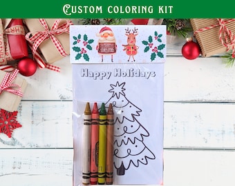 Christmas/Holiday coloring kit | Kids stocking stuffer/school favors | Customizable