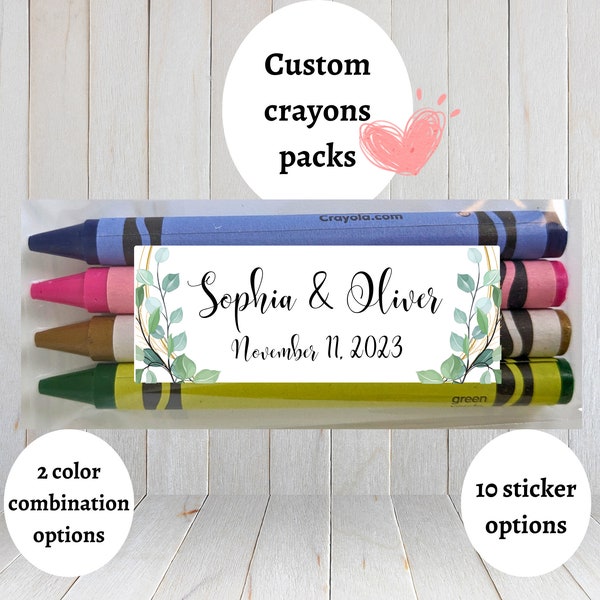 Personalized wedding crayons | Kids party favors, wedding crayon favors, first communion favors, baptism, graduation favors | Customizable