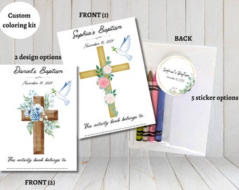 Custom baptism coloring kits favors | Baptism kids favors | Customizable