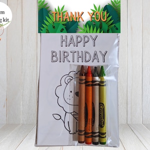 Dschungel oder Safari Ausmalseiten mit Buntstiften | Gastgeschenke für Kinder | Personalisierbar