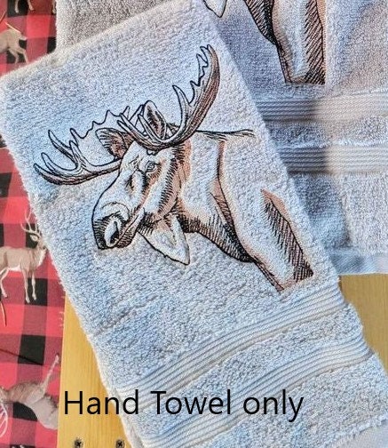 Moose Bath Hand Towel Etsy