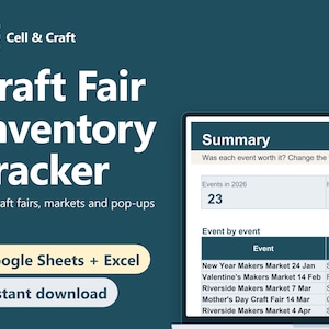 Craft Fair Planner & Inventory Tracker for Market Stalls, Google Sheets and Excel
