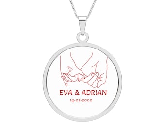 Pinky Promise Photo Pendant | Round Border Photo Pendant