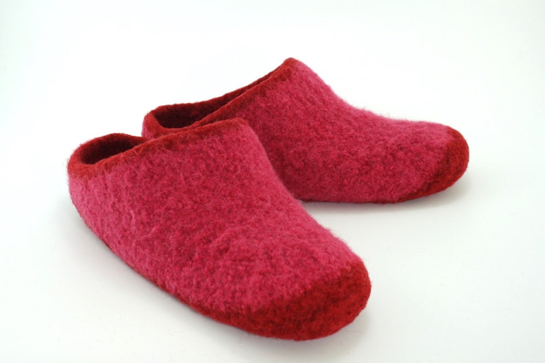 Made to order, women's felted wool slippers, slip-on style, choose colors and soles, handmade, treat yourself to comfort image 1