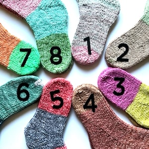 Child&#39;s handknit cotton socks, size small, ages 6-7, ready to ship