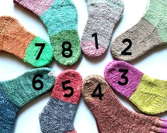 Child's handknit cotton socks, size small, ages 6-7, ready to ship