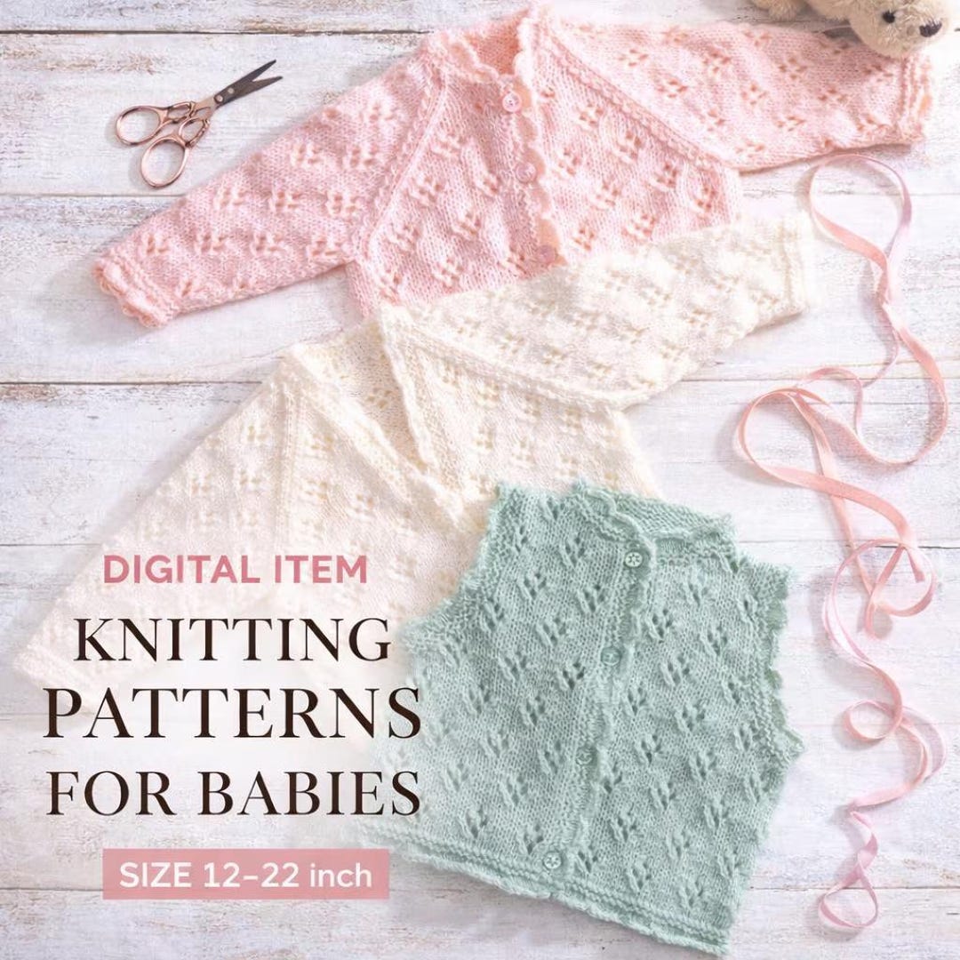 Baby Knitting Pattern Set, Baby Cardigan Knitting Pattern, Infant ...